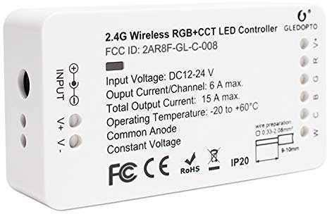 Yueyang RGB CCT ZigBee Controller LED Strip Light Smart Controller DC12-24V LED Strip ZLL APP Controller RGBW RGB+CCT Compatible with Hue Bridge Amazon Echo Plus (DC12-24V/15A)