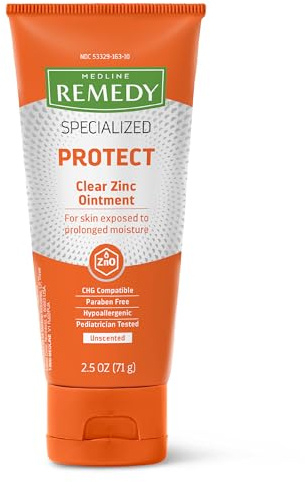 Medline Remedy Specialized Clear Zinc Oxide Ointment (2.5 oz Tube), Unscented, Transparent Protectant, Incontinence Care, Diaper Rash, Wetness Protection, Soothing, Hypoallergenic, Adults, Children