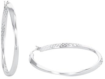 Amor Creolen 925 Sterling Silber Damen Ohrschmuck, 4 cm, Silber, Kommt in Schmuck Geschenk Box, 2026244