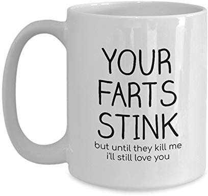 Divertente regalo per lui o lei – regalo per fidanzato o fidanzata – Your Fart Stinks – Tazza da tè – regali di Natale – f0003