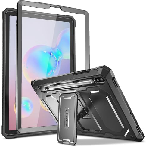 Fintie Shockproof Case for Samsung Galaxy Tab S6 10.5 2019 (Model SM-T860/T865/T867), Tuatara Rugged Unibody Hybrid Full Protective Bumper Kickstand Cover with Built-in Screen Protector, Black