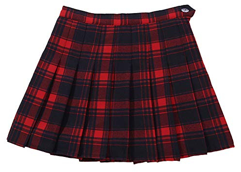 YFPICO Mädchen Plaid Rock mini Faltenrock Schulmädchen-Stil Geeignet für 3-14 Jahre mit Doppel Schicht Material, Rot, 122/128