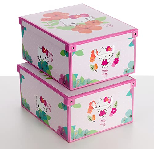 2er-Set Aufbewahrungsbox mit Deckel für Kleidung und Wäsche, Hello Kitty Karton Kleiderschrankboxen, saisonaler Wechsel, Geschenkboxen 50x39x24 cm