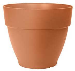 Elho Vibia Campana Rond 30 - Pot De Fleurs pour Extérieur - Plastique 100% Recyclé - Ø 29.8 x H 25.8 cm - Marron/Terre Cuite