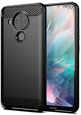 SCL Nokia 5.4 Hülle Für Nokia 5.4 Hülle, [Schwarz] Handyhülle Exquisite Serie-Carbon Design Schutzhülle mit Anti-Kratzer und Anti-Stoß Absorbtion Technologie für Nokia 5.4