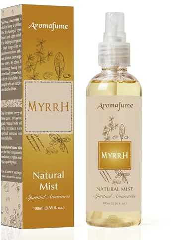 Myrrh Natural Resin Air Freshener Spray, 100ml, Aromafume | Ideal for Positive Energy, Spirituality & Rituals | Made with Commiphora Myrrha Resin from Somalia | Non-Alcoholic, Non-Toxic