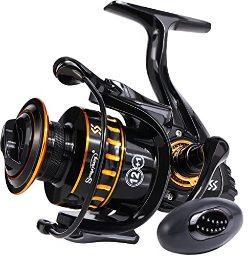 Sougayilang Spinnrolle, leichte Spulen 12+1 Edelstahl BB Ultra glatte Angelrolle für Süßwasser 1000