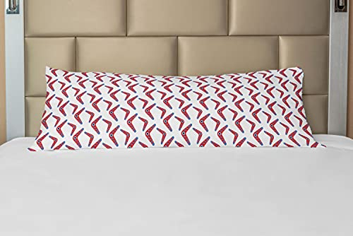 ABAKUHAUS Aboriginal Körper Kissenbezug mit Reißverschluss, Boomerang-Motiv, Deko-Akzent Langer Kissenbezug, 53 x 137 cm, Vermilion Multicolor