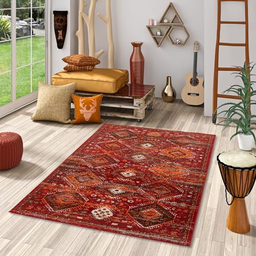 Pergamon Designer Teppich Pop-Vintage Orient Terrakotta Modern in 5 Größen