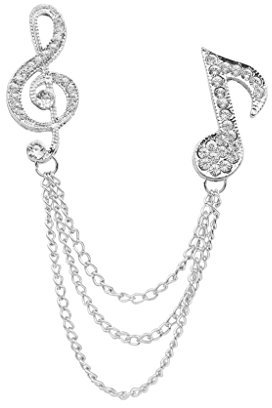 Broche unisexe en alliage avec strass et symbole de la musique Art Déco,