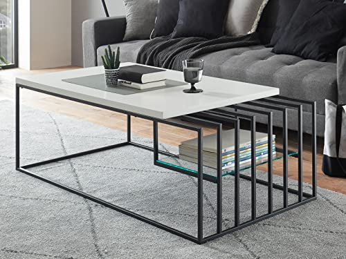 Couchtisch Wohnzimmertisch Sofatisch Ablagetisch Tisch Wohnzimmer Jurien Bay I Weiß matt lackiert