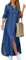 OMZIN Womens Shirts Dress Long Sleeve Button Down Tunic Dresses Spring Maxi Midi Dress with Pockets Cowboy 3XL