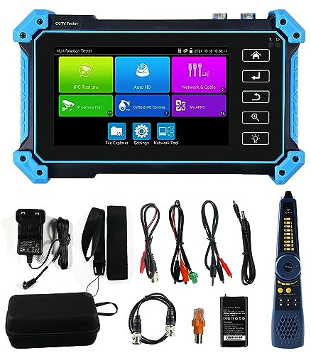 WANLUTECH 5.4'' IPC Tester,Monitor Tester 8MP AHD CVI TVI SDI CVBS IP Camera Test RJ45 Cable TDR Tester Support POE PTZ RS485 HDMI In VGA In(IPC-5200C Plus)