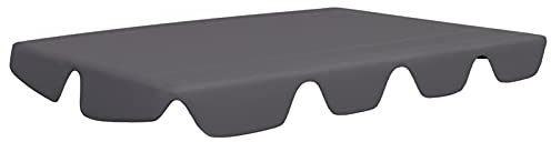 Gecheer Ersatzdach für Hollywoodschaukel, Sonnendach Dachplane Gartenschaukel Dach Dachbezug Schaukeldach Ersatz-Bezug Dachplane, Anthrazit 188/168x110/145 cm