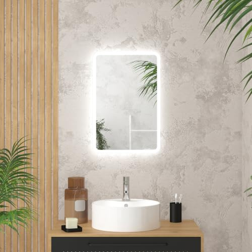 AURLANE Spiegel für Badezimmer mit LED-Beleuchtung – 40 x 60 cm – Go LED