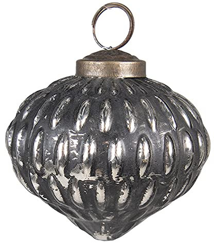 Clayre & Eef Weihnachtsbaum deko Ø 7 cm Schwarz Zilver Glas Metall Weihnachtsdeko Weihnachtsdeko