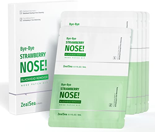 ZealSea 2in1 Mitesserentferner Set, 5 Reinigungs Strips + 5 Gesichtsmaske, Mitesser und Unreinheiten Entferner, Poren Reinigung und Verkleinerung, Blackhead Remover Nasenstrips mit Reinigungstupfer