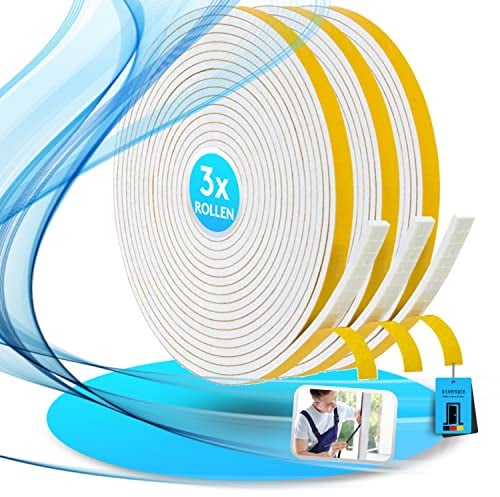 SilverRack 15m Dichtungsband selbstklebend Weiß [6 mm x 3 mm] - Schaumstoff Klebeband für Tür Dichtung, Fensterdichtung - Türdichtung Abdichtungsband - Fenster abdichten - Dichtband Isolierung