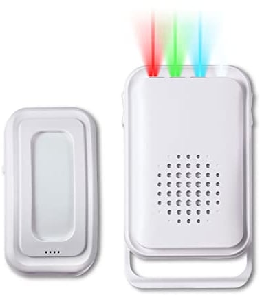 Timbre de puerta con detector de movimiento para alerta de entrada de tienda de negocios, alarma de timbre de bienvenida para ancianos, indicadores LED y vibración (1 sensor y 1 receptor)