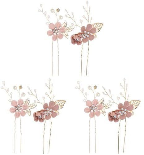 ifundom 6 Piezas Horquilla De Hoja Diademas Para Mujer Pelo De Flores Boda Accesorios Para Mujer Pelo De Novia Pinzas Para El Cabello Gancho Pedrería Las Flores Dama De Honor Aleación