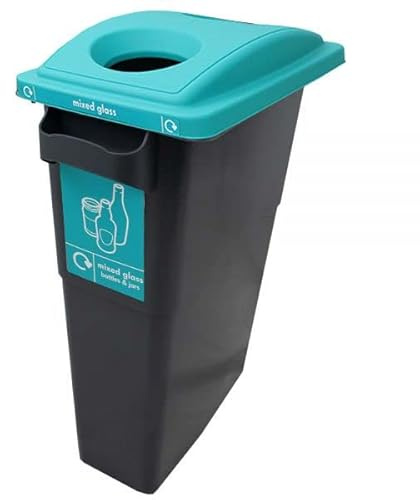 Sustainabin Indoor Recycling Bin - 70 Litres (Dark Aqua - Twin Hole Top - Mixed Glass)