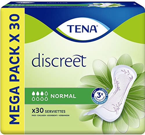 TENA Discreet Normal Inkontinenzhandtücher, Damen, Mega-Pack, 30 Stück