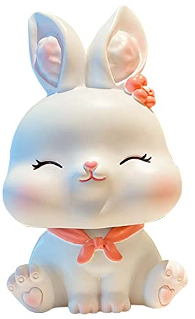 iSpchen Mini Hase Figur Harz Ornament Auto Wackelfigur DIY Miniatur Kaninchen niedliche Wackelkopf Kaninchen Figur Kuchen Dekoration Armaturenbrett Ornamente Schreibtisch Heimdekoration