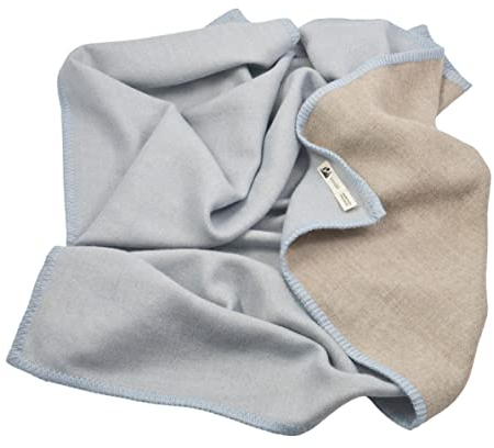 Generisch Babydecke Royal aus 100% Baby Alpaka Wolle - Junge - Doubleface Blau Taupe