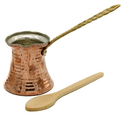 SANTA MARLA Arabic Coffee Pot, Turkish Coffee Maker, Handmade Coffe cooper, Cezve For 3 People (Medium), Hammered Copper