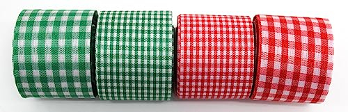CaPiSo 4 Farben je 10m Karoband 40mm Vichy Geschenkband Landhaus Karo Schleifenband Vichykaro Dekoband