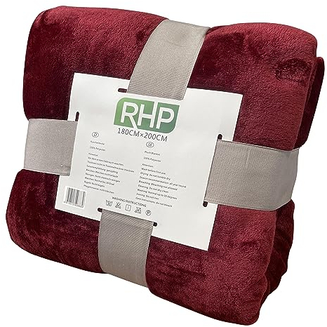 RHP Premium Tagesdecke 180x200 cm Kuscheldecke weich flauschig & gemütlich Sommerdecke Winterdecke für Schlafzimmer & Wohnzimmer Sofadecke Couchdecke Bettüberwurf Bettdecke Wohndecke (Rot)