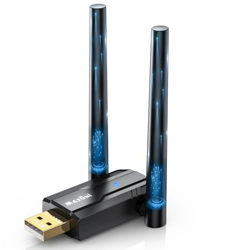 Maxuni Bluetooth USB 5.3, Bluetooth Adapter Dongle 5.3, Langstrecken Netzwerkadapter Stick für PC, Laptop, Desktop, Headset, Lautsprecher, Tastatur, Kopfhörer, Maus, Windows 10/11/8.1 (Plug and Play)