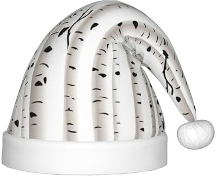 OdDdot Birke Tree Print Plüsch Santa Hüte, Weihnachten Santa Hat,Xmas Hat für Kinder Jahre Kinder Weihnachten Party Favors