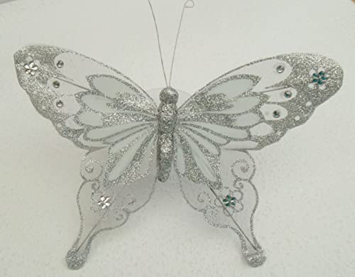 Bastelset Elfe mit Hut weiß-grün-rosa Schmetterling für Elfenflügel silber 14x20,5cm, MaterialType Schultütenzuschnitt 400g Karton