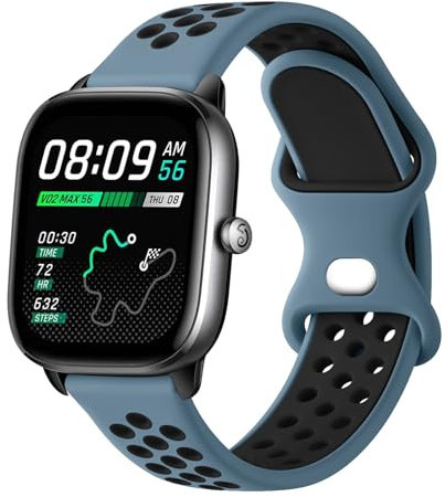 Cinturino Compatibile con Amazfit GTS/GTS 2 /GTS 4 Mini, 20mm Cinturini Sportivo Morbido Silicone in 2 Colores per Amazfit GTS, Indigo