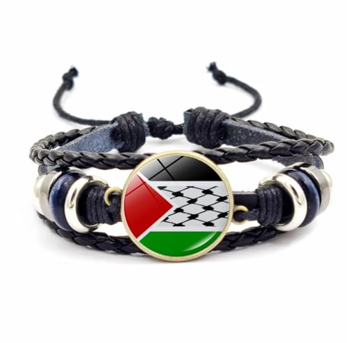 FENOHREFE Armband mit Palästina-Flagge, Vintage, mehrlagig, gewebte Perlen, Schmuckzubehör, verstellbare Kette für Damen