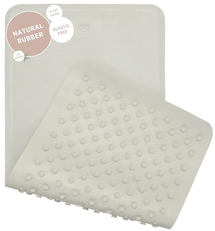 HEVEA Große Badematte rutschfest aus Naturkautschuk – Upcycling, Dänisches Design – Duschmatte rutschfest, 299 Saugnäpfe – Sichere Duschmatte Für Alle Altersgruppen (Marmor)