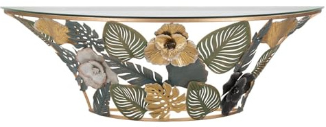 Decor Space Console murale structure en métal et étagère intérieure en verre (feuilles)