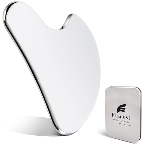 Flagest Gua Sha Edelstahl, Gua Sha Stein Gesichtsmassage Werkzeuge, Gua Sha Metall Reduziert Schwellungen Schlankeres Gesicht, Herzform Geschenk Guasha Massageschaber (Silber)