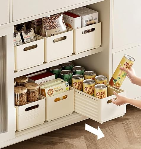 Teleskopschublade, Schrankauszug küche aus Kunststoff, Slide Out Drawer Cabinet Organizer Küche,küchenschrank auszug, Küchenschublade , Ausziehbare Ausziehbare Schublade (einfarbig weiß,3 Stück 20CM)