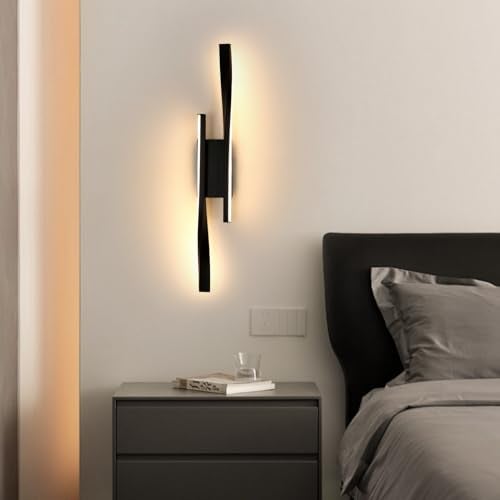 Riserva Wall Light LED Indoor, 16W 1800LM Wall Lamp Modern, Stylish Design Wall Light for The Bedroom, Stairs, Hallway, Black, 3000K Warm White