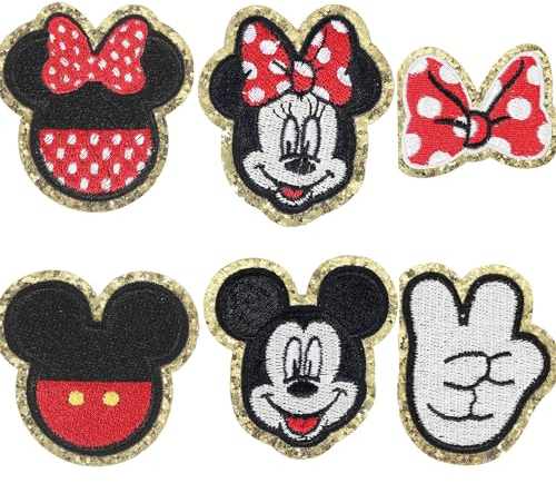 6 Stück Cartoon Patches zum Aufbügeln,Anime Bestickte Aufnäher,Aufnähen Bügelbilder Set,Sewing Applique,Flicken zum Applikation,Textilien Bügelflicken für DIY Kleidung Für Kinder geeignet(Rot)