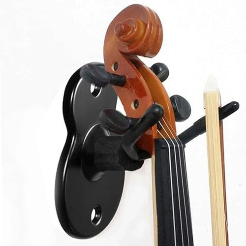 Tissting Gitarren Wandhalterung, Eisen Ukulele Wand Gitarrenhalter Violine Hänger mit Bogenhalter, Gitarre Ukulelehalter Aufhängung Für Gitarre Bass und Andere Musikinstrumente Schwarz