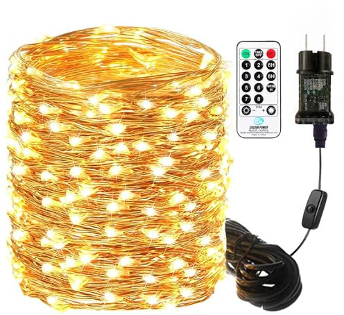 Bowfar 50M 500 LED Lichterkette aus Kupferdraht, Wasserdicht Lichterketten Strombetrieben mit Stecker und Fernbedienung für Innen Außen Deko Weihnachten Hochzeit Party-Warmweiß