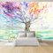 Papier Peint Panoramique Arbre Coloré 250 x 175 cm Poster Geant Mural 3D, Tapisserie Photo Peinture Murale, Papier Peint Intissé Fresque pour Salon Chambre Toile Fond TV