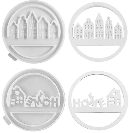 Silikonformen Gießformen Häuser, Silikonform Haus mit Fenster, Runde Ring Hausform Gips Zum Gießen, Silikonform Kerzenhalter Gießform Haus Beton Gießform Gießformen Silikon für Kerzen Gips Handwerk