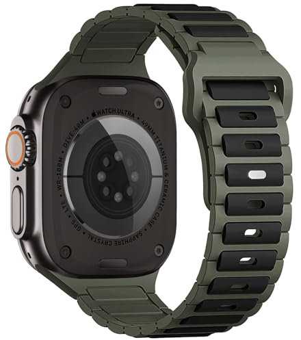 ALFARAY Silikon Armband Kompatibel mit Apple Watch Ultra 2 1 Armband 49mm 46mm 45mm 44mm 42mm für Herren Damen, Alpine Ocean Sportarmband für iWatch Series 10 9 8 7 SE 6 5 4 3 2 1, Grün/Schwarz