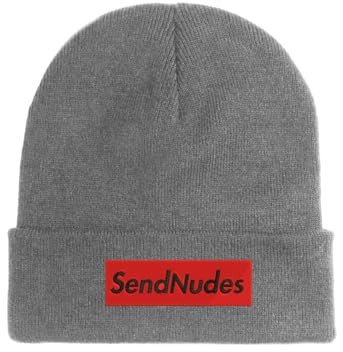 Send Nudes Funny Embroidered Beanie Hat Winter Cap, grau, Einheitsgröße