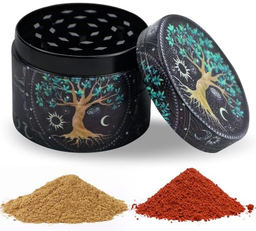 Rierousy Pfeffermühle Gewürzmühle Pollen Grinder Crusher für Spice, Gewürze, Herb, 4-teiliges Set mit Pollen Scraper (Schwarz)