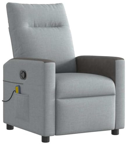 vidaXL Massagesessel Hellgrau Stoff, Massage TV-Sessel, Sessel mit Massagefunktion, Fernsehsessel, Massage Fernsehsessel, TV-Sessel, Sessel